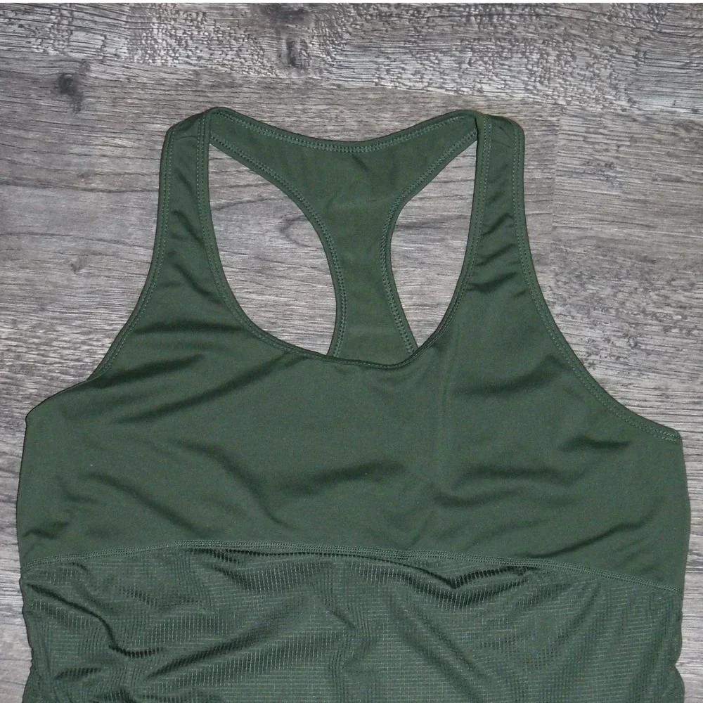 Fabletics Athletic Tank Top Racerback Olive Green Activewear Workout Fitness‎